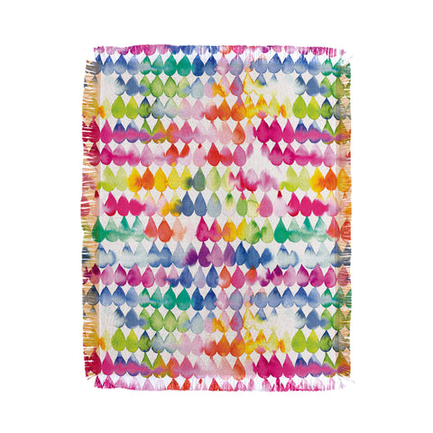 Ninola Design Rainbow Raindrops Colorful Throw Blanket