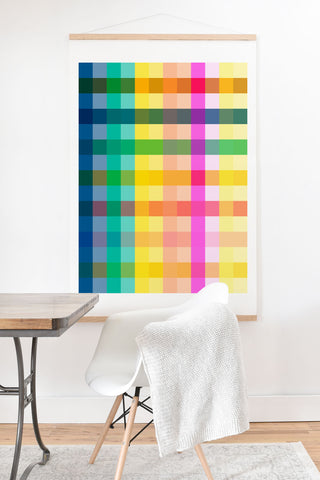 Ninola Design Rainbow Spring Gingham Art Print And Hanger