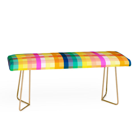 Ninola Design Rainbow Spring Gingham Bench