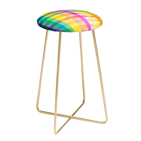 Ninola Design Rainbow Spring Gingham Counter Stool