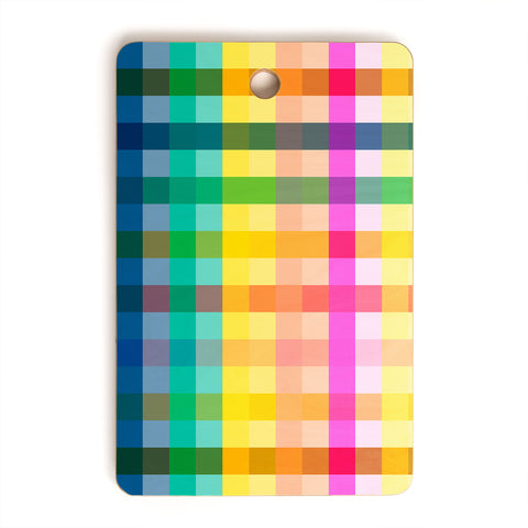 Ninola Design Rainbow Spring Gingham Cutting Board Rectangle