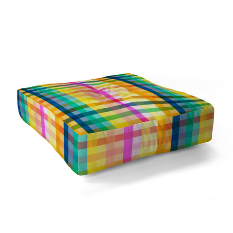 Ninola Design Rainbow Spring Gingham Floor Pillow Square