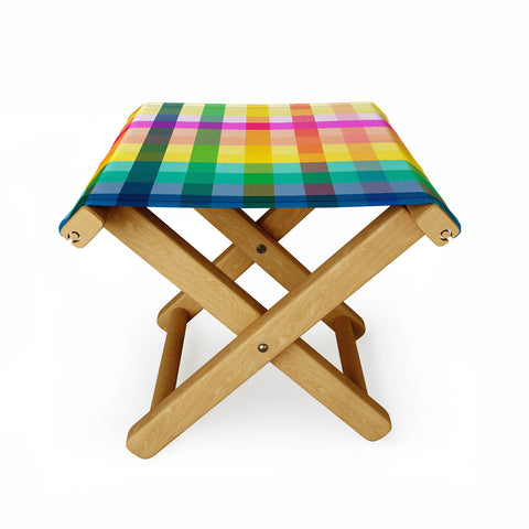 Ninola Design Rainbow Spring Gingham Folding Stool