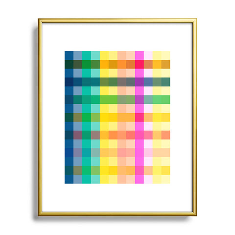 Ninola Design Rainbow Spring Gingham Metal Framed Art Print