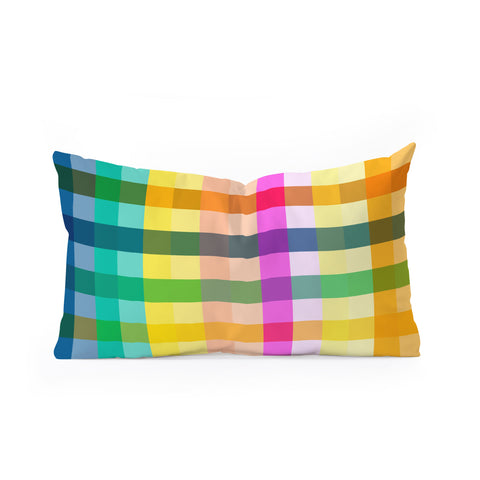 Ninola Design Rainbow Spring Gingham Oblong Throw Pillow