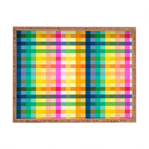 Ninola Design Rainbow Spring Gingham Rectangular Tray