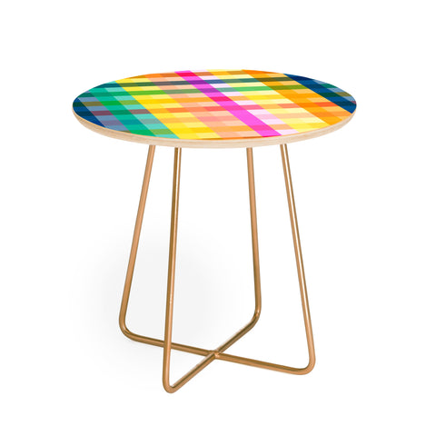 Ninola Design Rainbow Spring Gingham Round Side Table