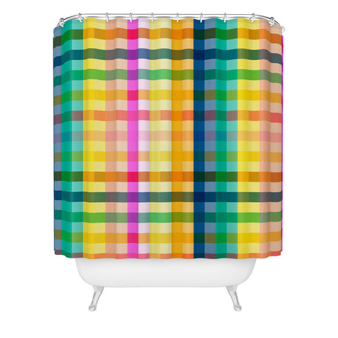 Ninola Design Rainbow Spring Gingham Shower Curtain