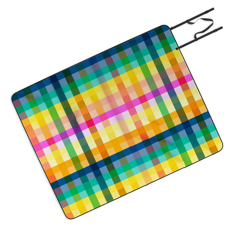 Ninola Design Rainbow Spring Gingham Picnic Blanket
