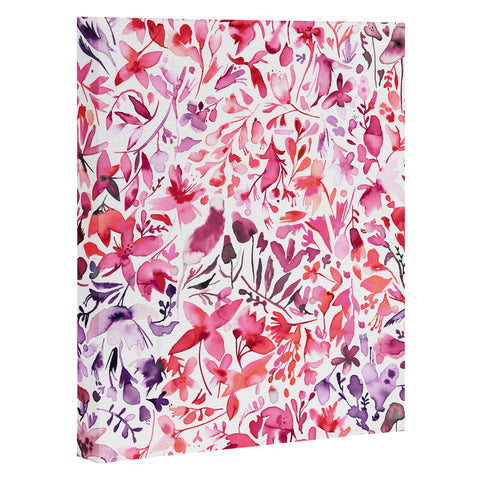 Ninola Design Red flowers and plants ivy Art Canvas