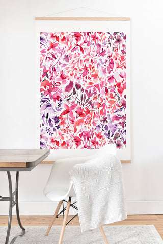 Ninola Design Red flowers and plants ivy Art Print And Hanger