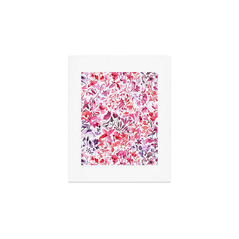 Ninola Design Red flowers and plants ivy Art Print