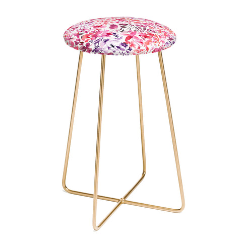 Ninola Design Red flowers and plants ivy Counter Stool