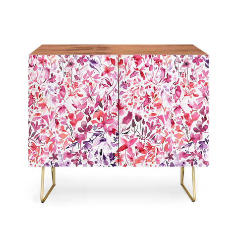 Ninola Design Red flowers and plants ivy Credenza