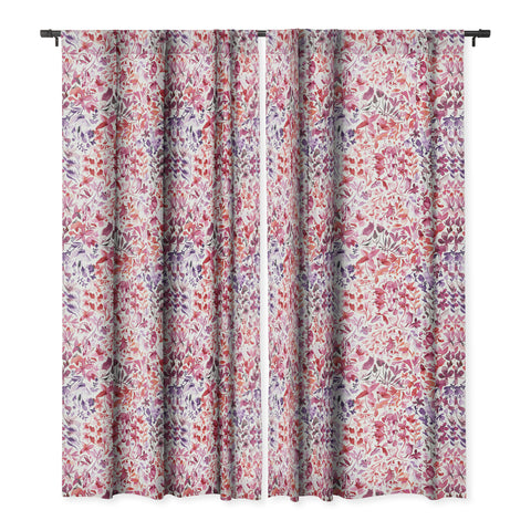 Ninola Design Red flowers and plants ivy Blackout Window Curtain