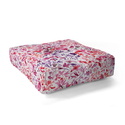 Ninola Design Red flowers and plants ivy Floor Pillow Square
