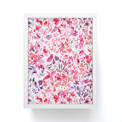 Ninola Design Red flowers and plants ivy Framed Mini Art Print