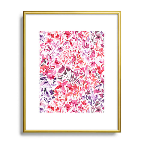 Ninola Design Red flowers and plants ivy Metal Framed Art Print