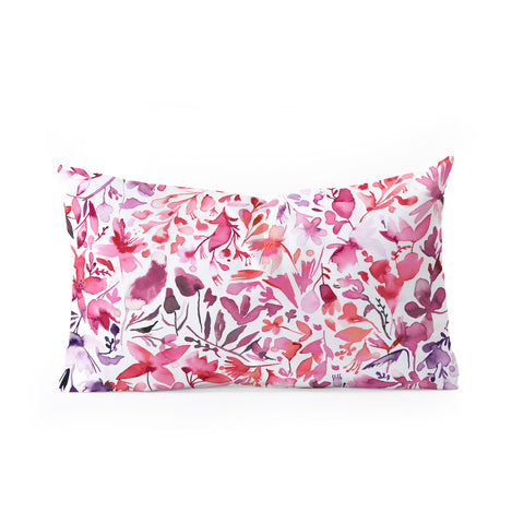 Ninola Design Red flowers and plants ivy Oblong Throw Pillow