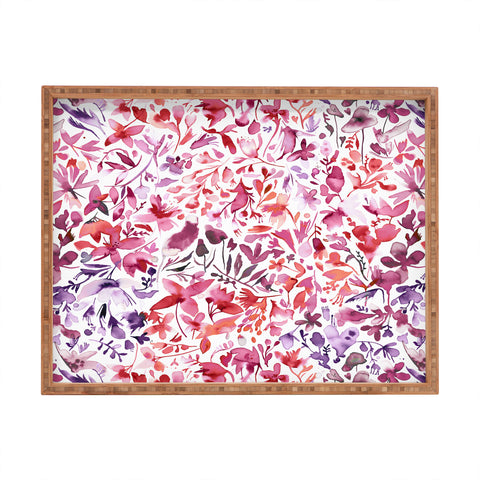 Ninola Design Red flowers and plants ivy Rectangular Tray