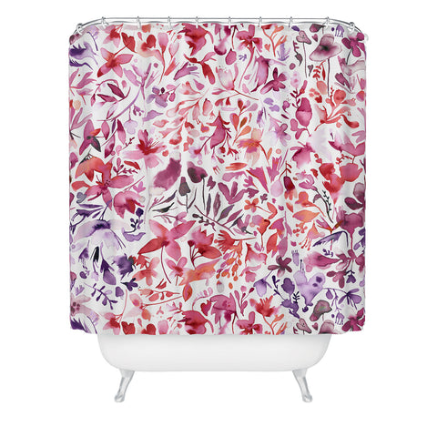 Ninola Design Red flowers and plants ivy Shower Curtain