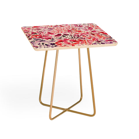 Ninola Design Red flowers and plants ivy Side Table