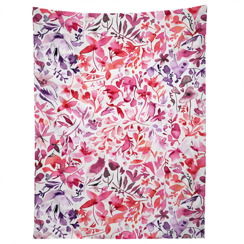 Ninola Design Red flowers and plants ivy Tapestry