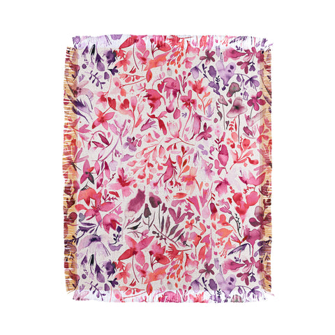 Ninola Design Red flowers and plants ivy Throw Blanket