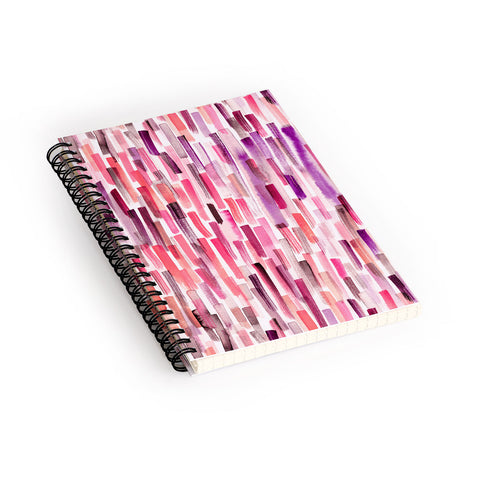 Ninola Design Red Modern Brushstrokes Painting Stripes Spiral Notebook