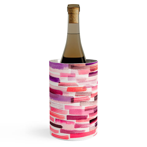 Ninola Design Red Modern Brushstrokes Painting Stripes Wine Chiller