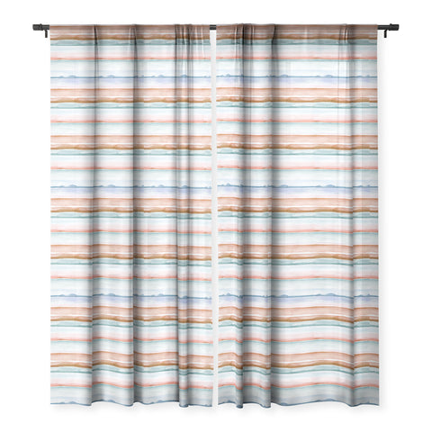 Ninola Design Relaxing Stripes Mineral Copper Sheer Window Curtain