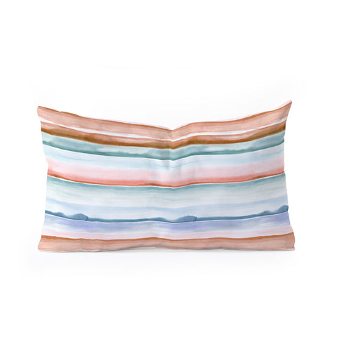 Ninola Design Relaxing Stripes Mineral Copper Oblong Throw Pillow