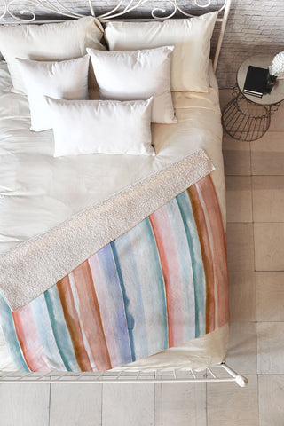 Ninola Design Relaxing Stripes Mineral Copper Fleece Throw Blanket