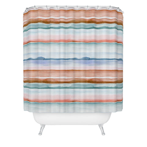 Ninola Design Relaxing Stripes Mineral Copper Shower Curtain