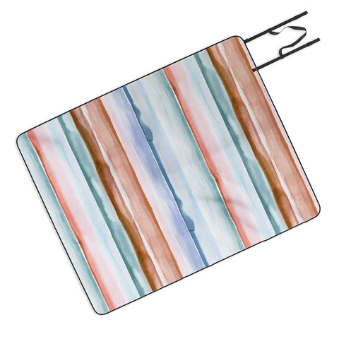 Ninola Design Relaxing Stripes Mineral Copper Picnic Blanket