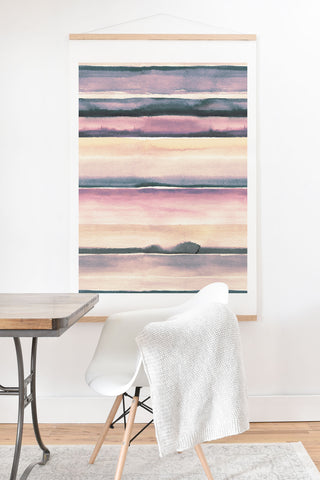 Ninola Design Relaxing Stripes Mineral Lilac Art Print And Hanger