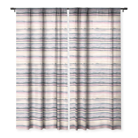 Ninola Design Relaxing Stripes Mineral Lilac Sheer Window Curtain