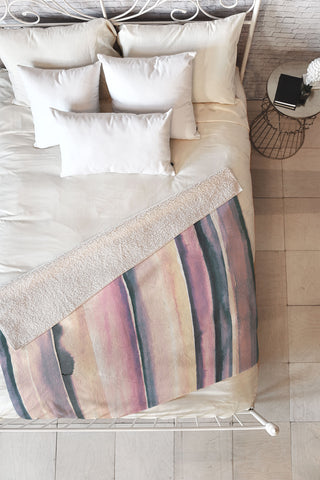 Ninola Design Relaxing Stripes Mineral Lilac Fleece Throw Blanket