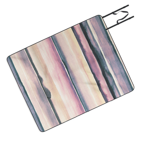 Ninola Design Relaxing Stripes Mineral Lilac Picnic Blanket