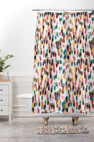 Ninola Design Relaxing Tropical Dots Shower Curtain And Mat