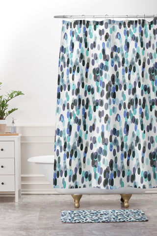 Ninola Design Relaxing Winter Dots Mauve Shower Curtain And Mat