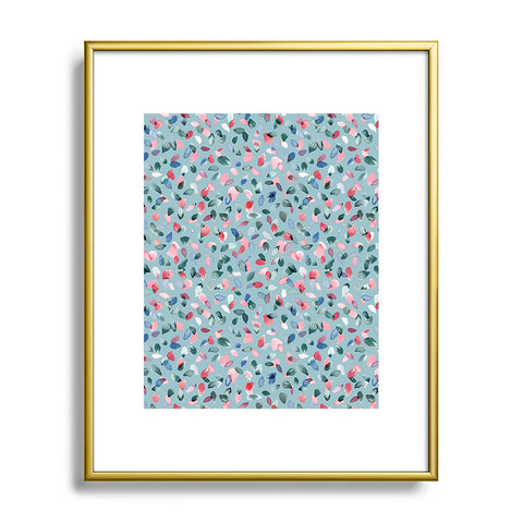 Ninola Design Romance Petals Blue Metal Framed Art Print