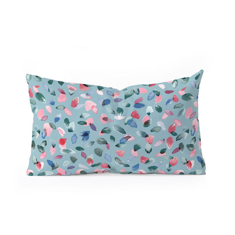 Ninola Design Romance Petals Blue Oblong Throw Pillow