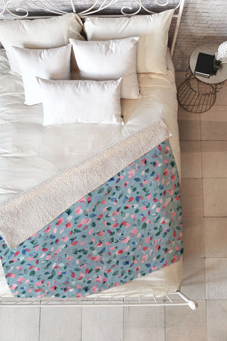 Ninola Design Romance Petals Blue Fleece Throw Blanket