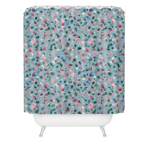 Ninola Design Romance Petals Blue Shower Curtain