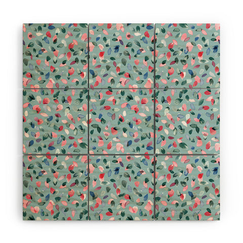 Ninola Design Romance Petals Blue Wood Wall Mural