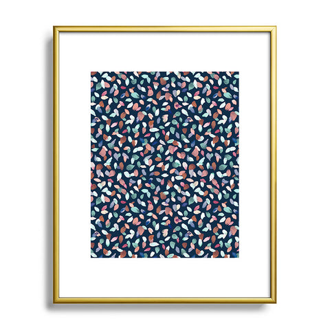 Ninola Design Romance Petals Navy Metal Framed Art Print