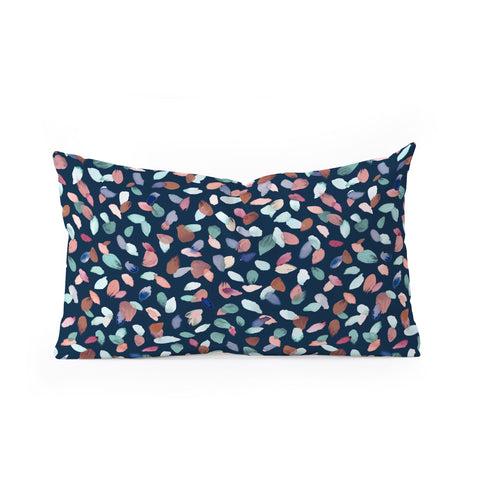 Ninola Design Romance Petals Navy Oblong Throw Pillow