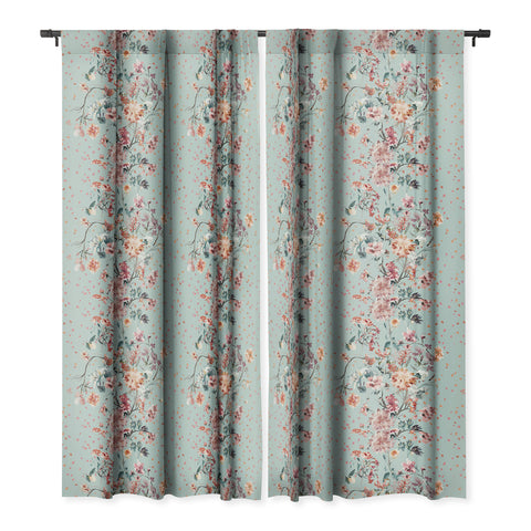 Ninola Design Romantic Bouquet Blue Blackout Window Curtain