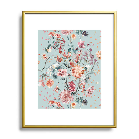 Ninola Design Romantic Bouquet Blue Metal Framed Art Print